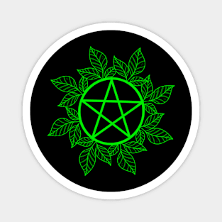 Bright Green Leafy Pentagram Magnet